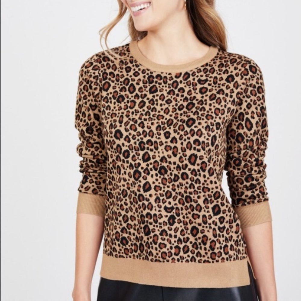 PHILOSOPHY Leopard Sweater Sweatshirt Ribbed Brown Black Size Large